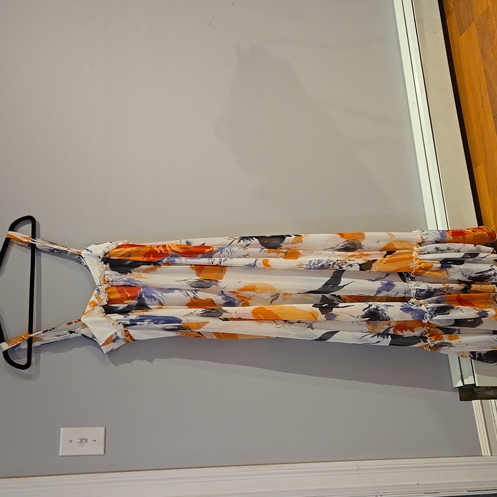 BCBGeneration Orange Pink Sleeveless Maxi Dress Size 8 - Picture 6 of 7